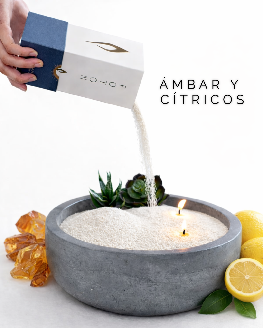 Vela de perlas aromática con olor a ámbar y citricos 